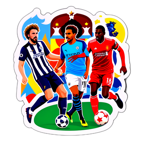 กราฟิกสติ๊กเกอร์การแข่งขันระหว่างทีมที่มีชื่อเสียงที่สุดในพรีเมียร์ลีก