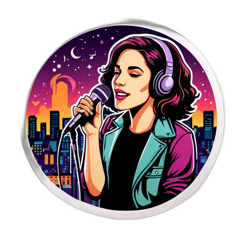 Illustrazione di Cecilia Sala con microfono