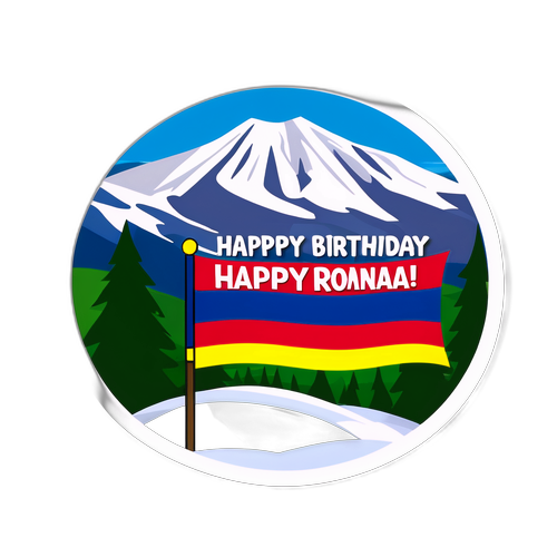 Steagul României cu mesajul „La mulți ani, România!”