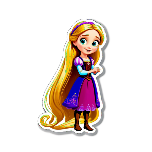 Unlock Your Inner Fairy Tale! Adorable Rapunzel Sticker That Evokes Pure Joy and Adventure!