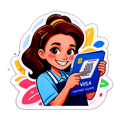 パスポート申請料を支払うキャラクター