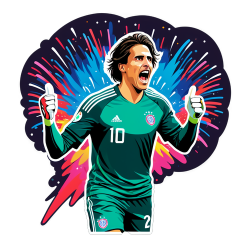 Fodboldmål med Yann Sommer og fyrværkeri