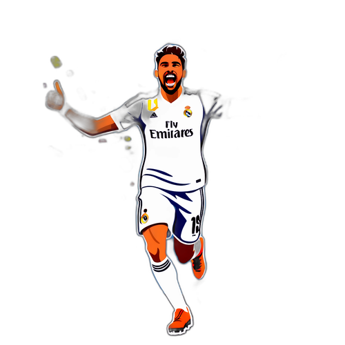 Isang Kahanga-hangang Paglalarawan ng Isang Manlalaro ng Real Madrid na Nagsasagawa ng Pagdiriwang