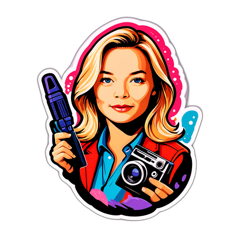 Design artistique de Virginie Efira avec des éléments de film