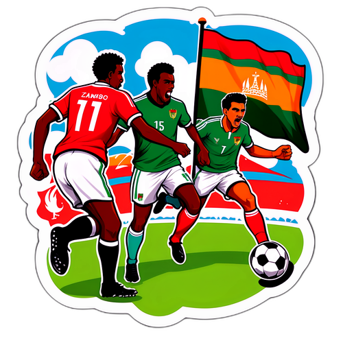 סטיקר של משחק כדורגל בין זמביה למרוקו