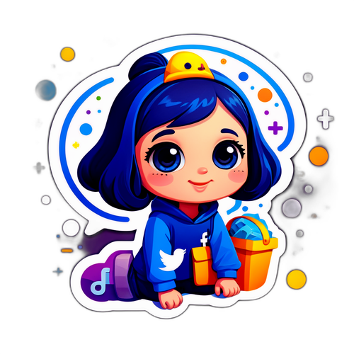 かわいいキャラクターデザインとソーシャルメディアアイコン
