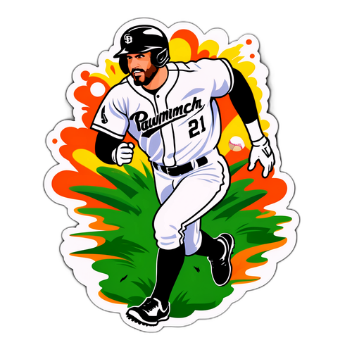 Energetic Baseball Player Sticker