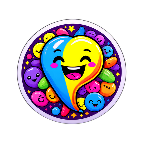 Autocollant d'un pancréas heureux avec des visages souriants