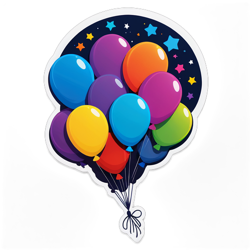 夜空中漂浮的彩色氣球