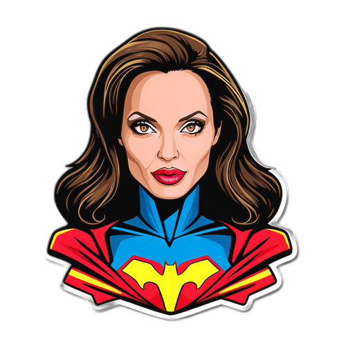 Návrh nálepky s Angelinou Jolie jako superhrdinkou