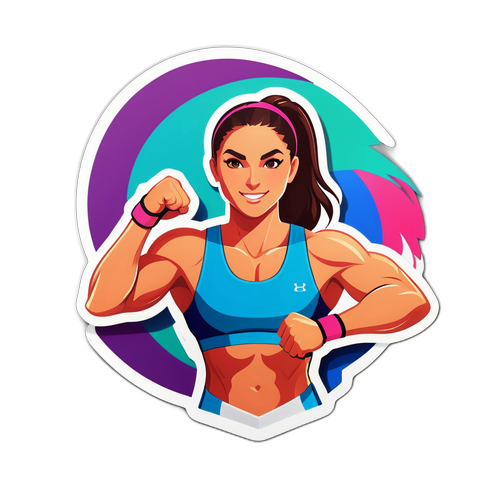 Sportos női atlétákat dicsérő matrica