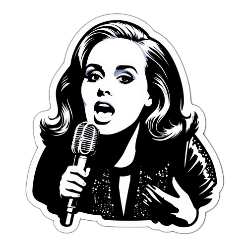 Adele cantando con un micrófono antiguo
