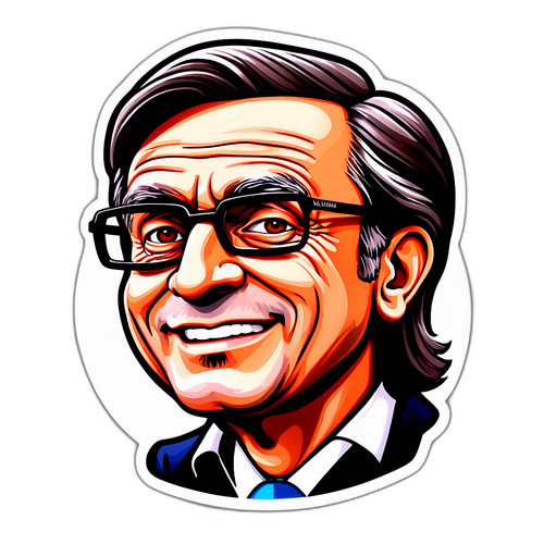 Adesivo Caricatura de Florentino Pérez com Tema de Futebol