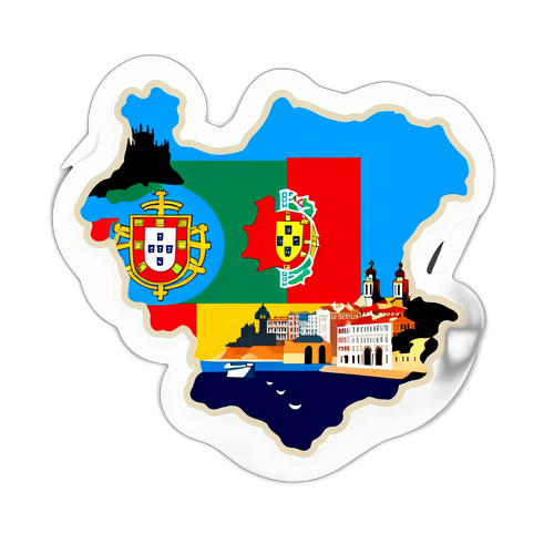 Sticker minh họa Bồ Đào Nha với biểu tượng lá cờ