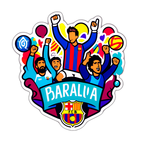 FC 바르셀로나와 레알 마드리드 팬들의 응원을 담은 복잡한 디자인 스티커