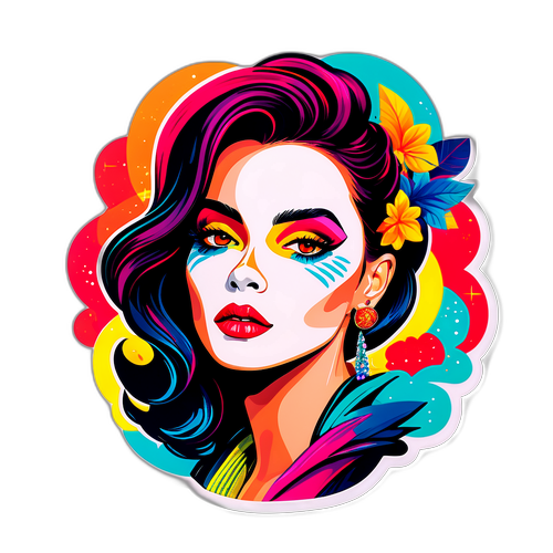 Stílusos portré Ramóna Lékai Kissről, modern grafikai elemekkel és élénk színekkel