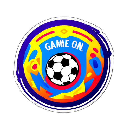 Colorful Football Sticker with 'Game On!'