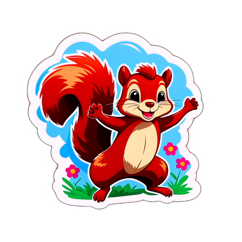 Vidám mókus ugrándozik