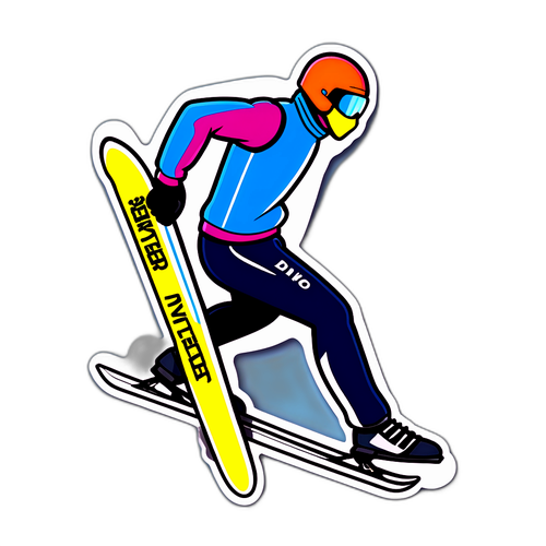 Sportlicher Aufkleber mit Skispringer