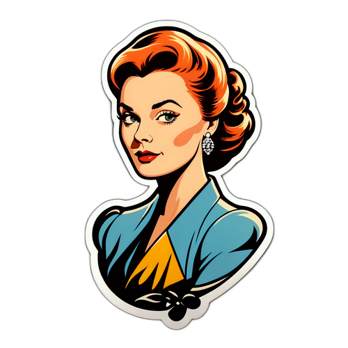 Design samolepky s elegantní postavou Jany Švandové v retro oblečení