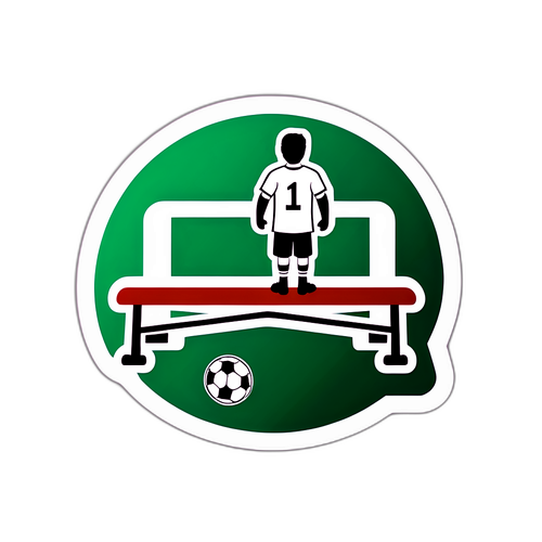 Стикер с футбольным мячом и запасным скамейкой