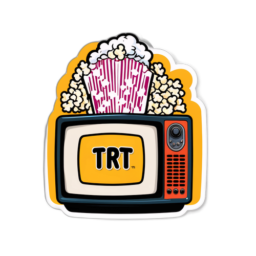 Retro-Fernseher mit TRT1-Logo und Popcorn