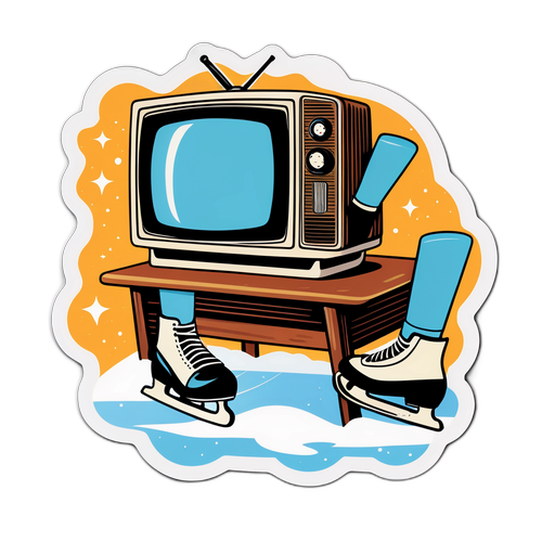 Retro tyyli: Vanha televisio ja luisteluesitys