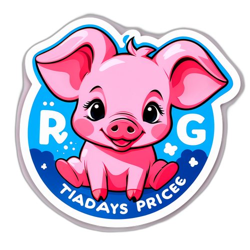 Nhãn dán heo con dễ thương