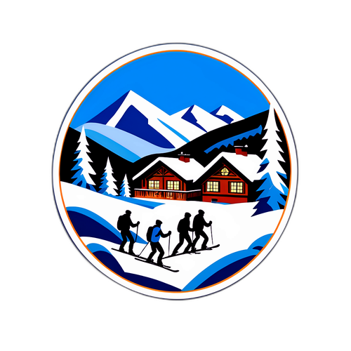 Vinterlandskab med ski hytte