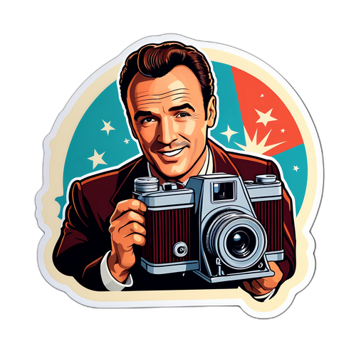Retro-sticker av Julian McMahon med vintage kamera
