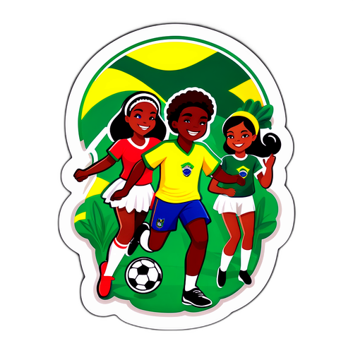 Stiker Ilustrasi Piala Brasil dengan Tema Ikonik Brasil