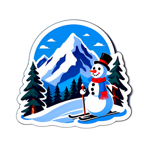 Смішний наліпка зі сніговою горою та сніговиком
