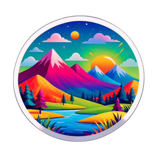 Vibrant Landskap Scene Sticker