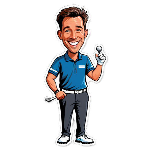 Rolig karikatyr av Scottie Scheffler på golfturnering