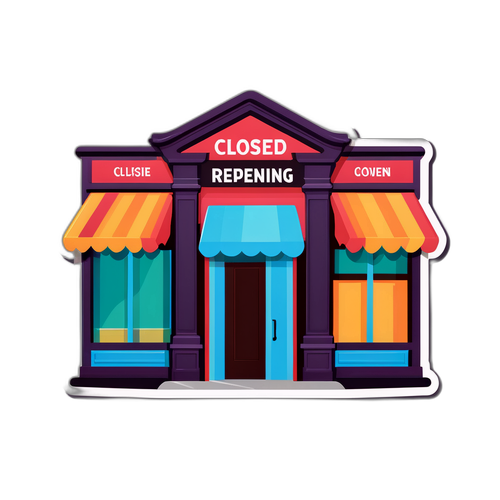 商店闭店与重新开业的对比贴纸