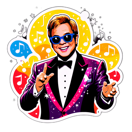 Una pegatina de Elton John