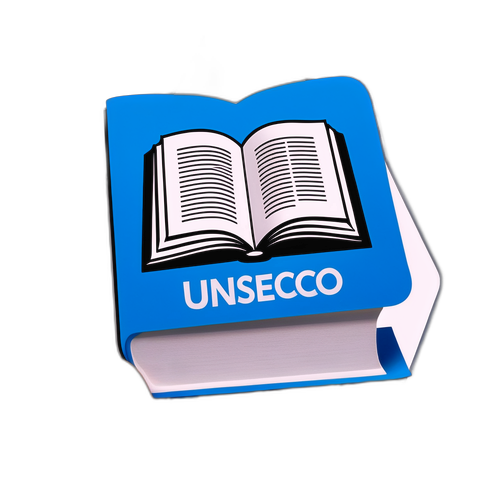 Sticker cu o carte deschisă și logo-ul UNESCO
