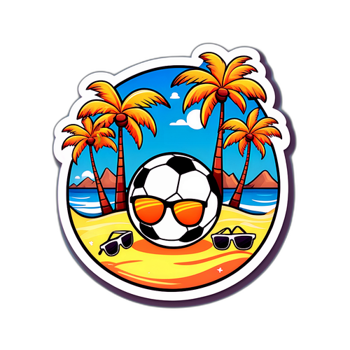 Stiker Bola Sepak Ceria di Pantai