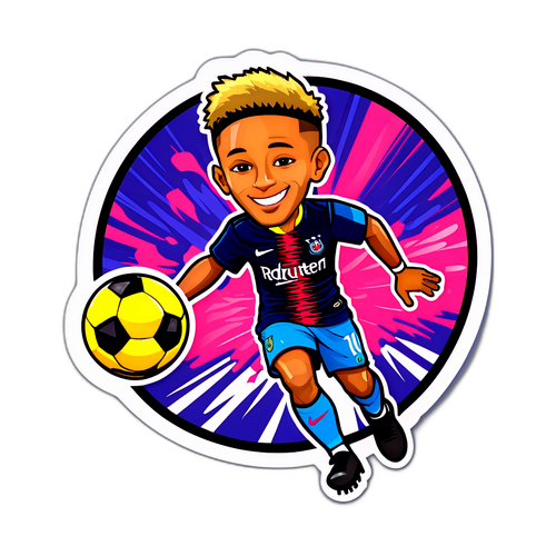 Autocolant colorat cu Neymar driblând