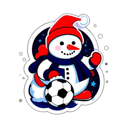 Om de zăpadă jucând fotbal