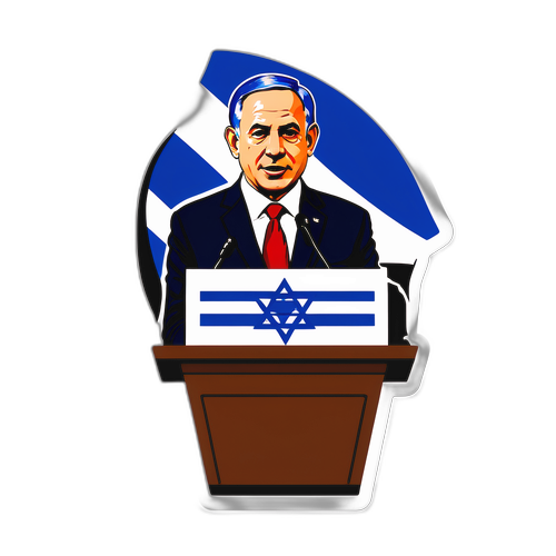 Stærk sticker af Netanyahu med israelsk flag