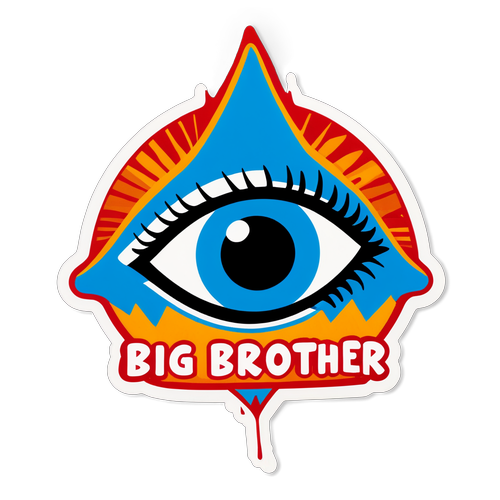 Een sticker van Big Brother met de beroemde huis titel en een creatieve ontwerp dat nieuwsgierigheid opwekt.