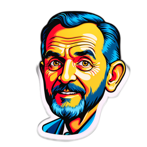 Barevná nálepka s portrétem Jiřího Lábuse