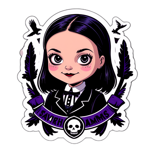 Sticker van woensdag Addams met sinistere glimlach