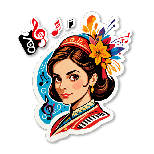 Sticker célébrant Clara Luciani avec des éléments musicaux