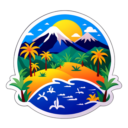 Stylisierte Karte von El Salvador mit tropischen Pflanzen