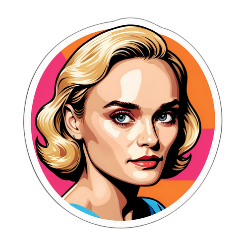 Autocollant illustrant Diane Kruger en format pop art