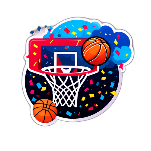 Sticker ng Basketball Hoop na may Falling Confetti