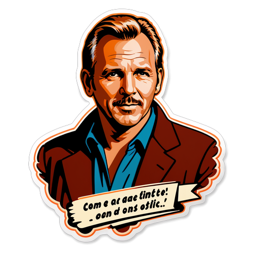 Kolorowy retro sticker z Kevinem Costnerem