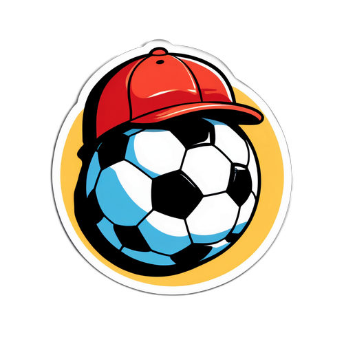 Sticker drăguț cu o minge de fotbal purtând o șapcă Digi Sport 2